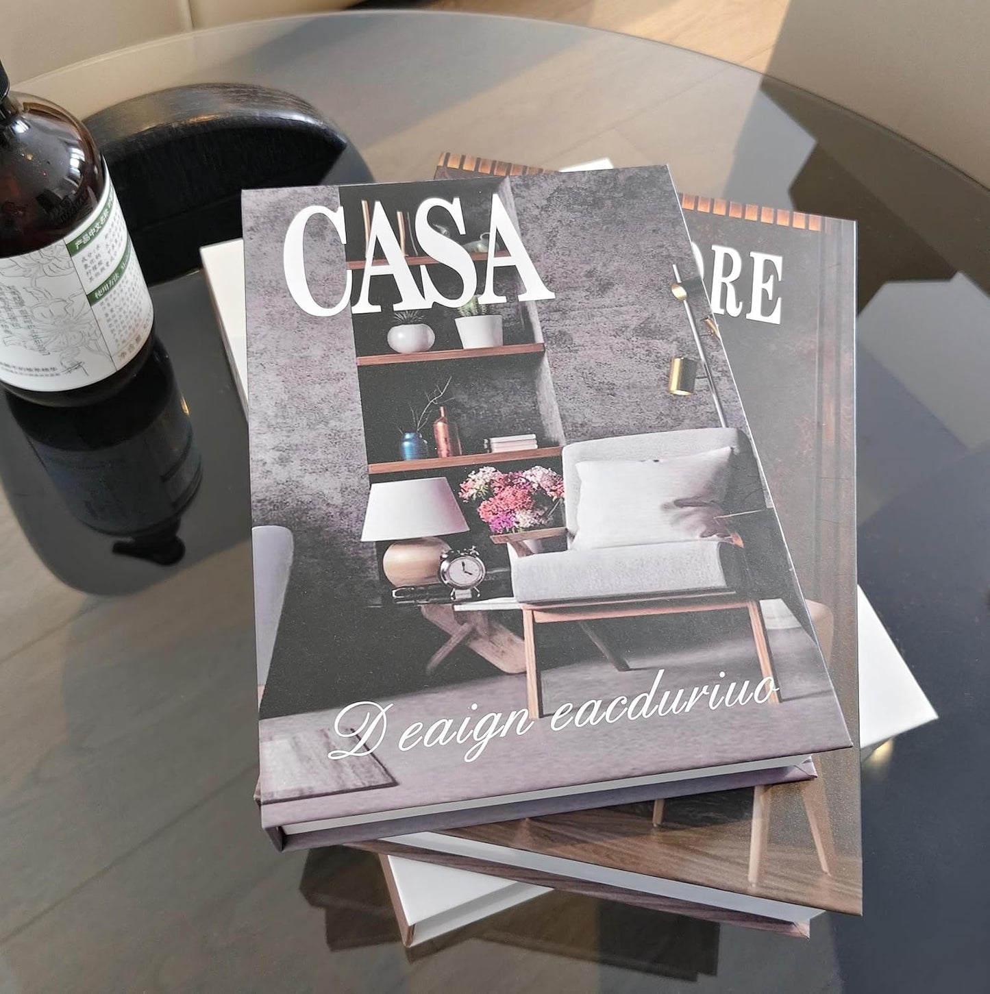 Aesthetic Faux Book Storage Box for Coffee / Modern White-gray-brown / Set of 3