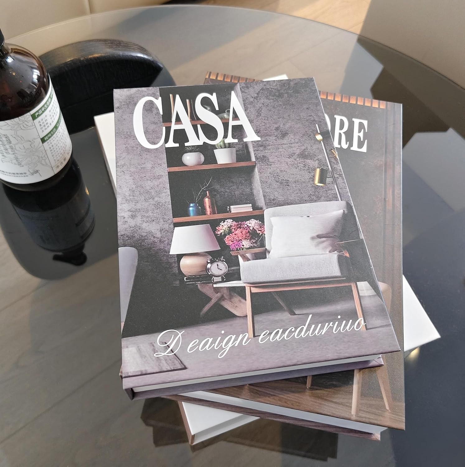 Aesthetic Faux Book Storage Box for Coffee / Modern White-gray-brown / Set of 3