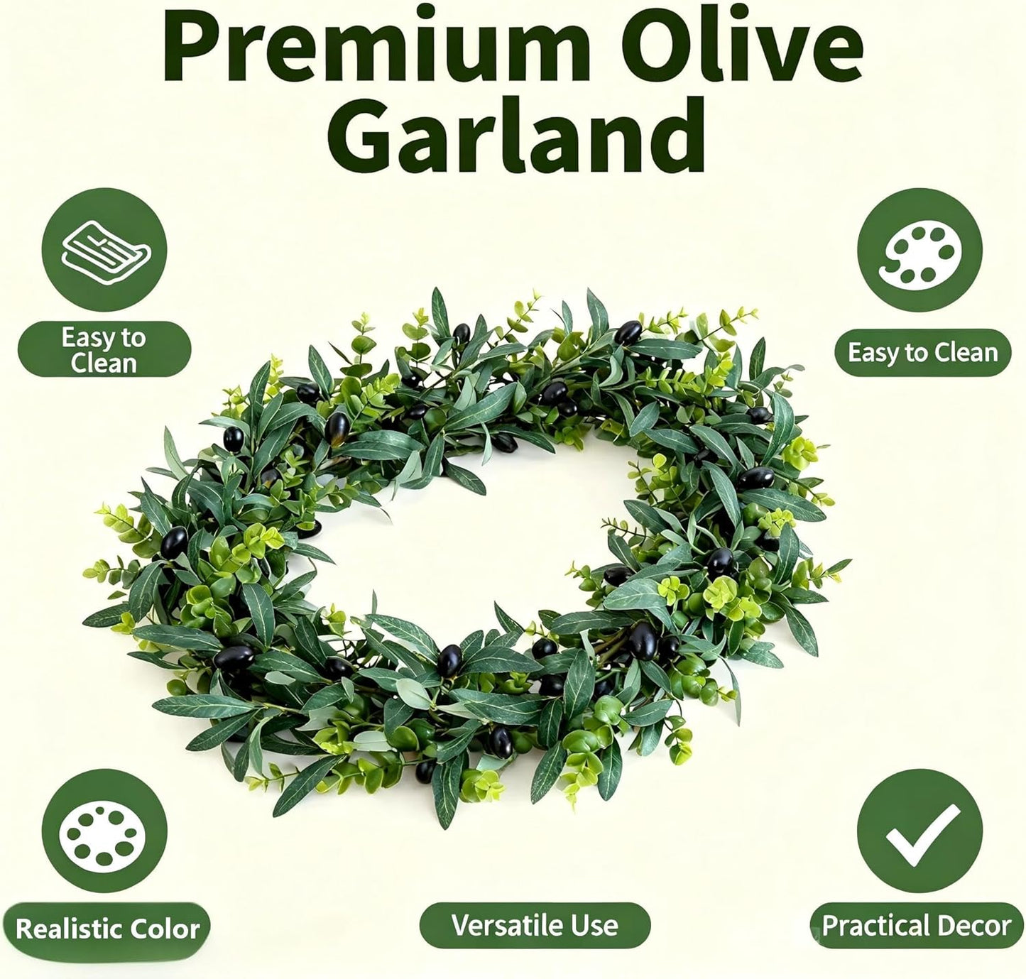 Faux Olive Branches / Eucalyptus Olive Vine / 12 Inch