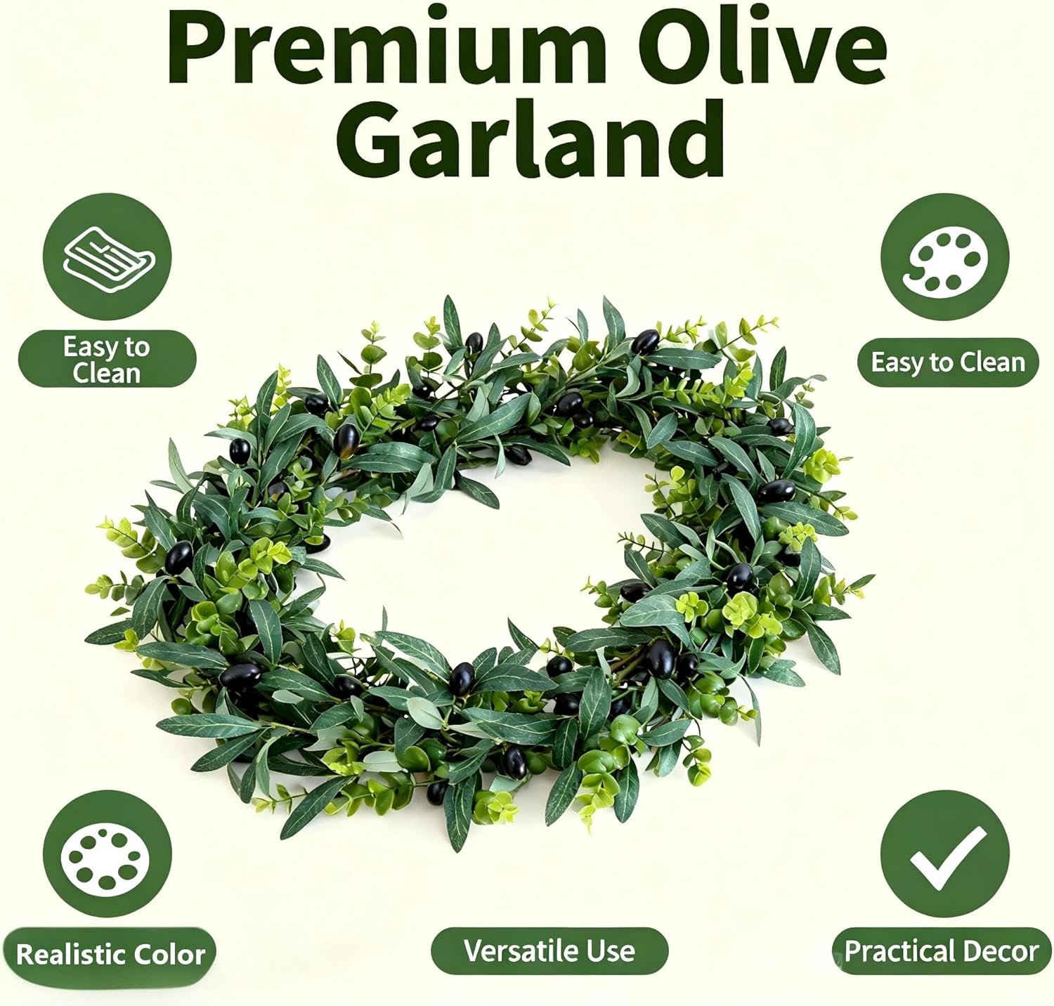 Faux Olive Branches / Eucalyptus Olive Vine / 12 Inch