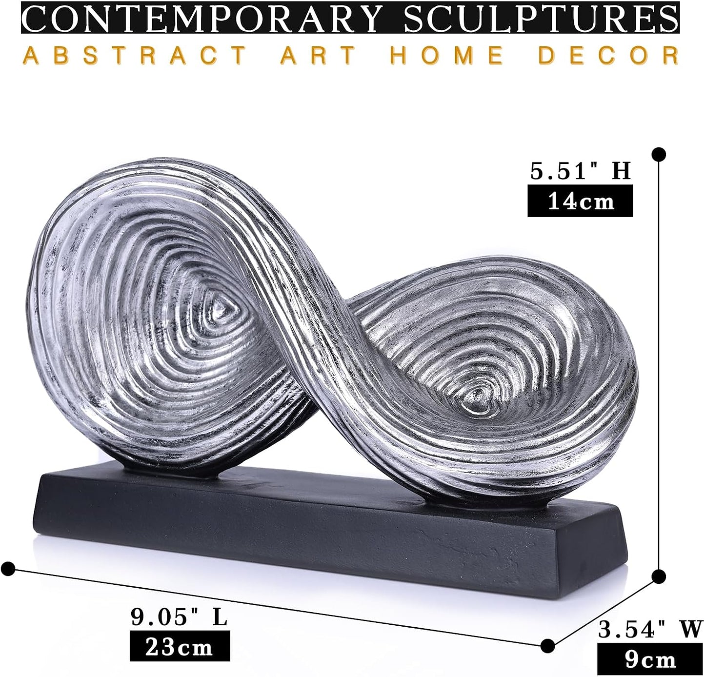 Modern Infinity Loop Symbol Sculpture / Silver