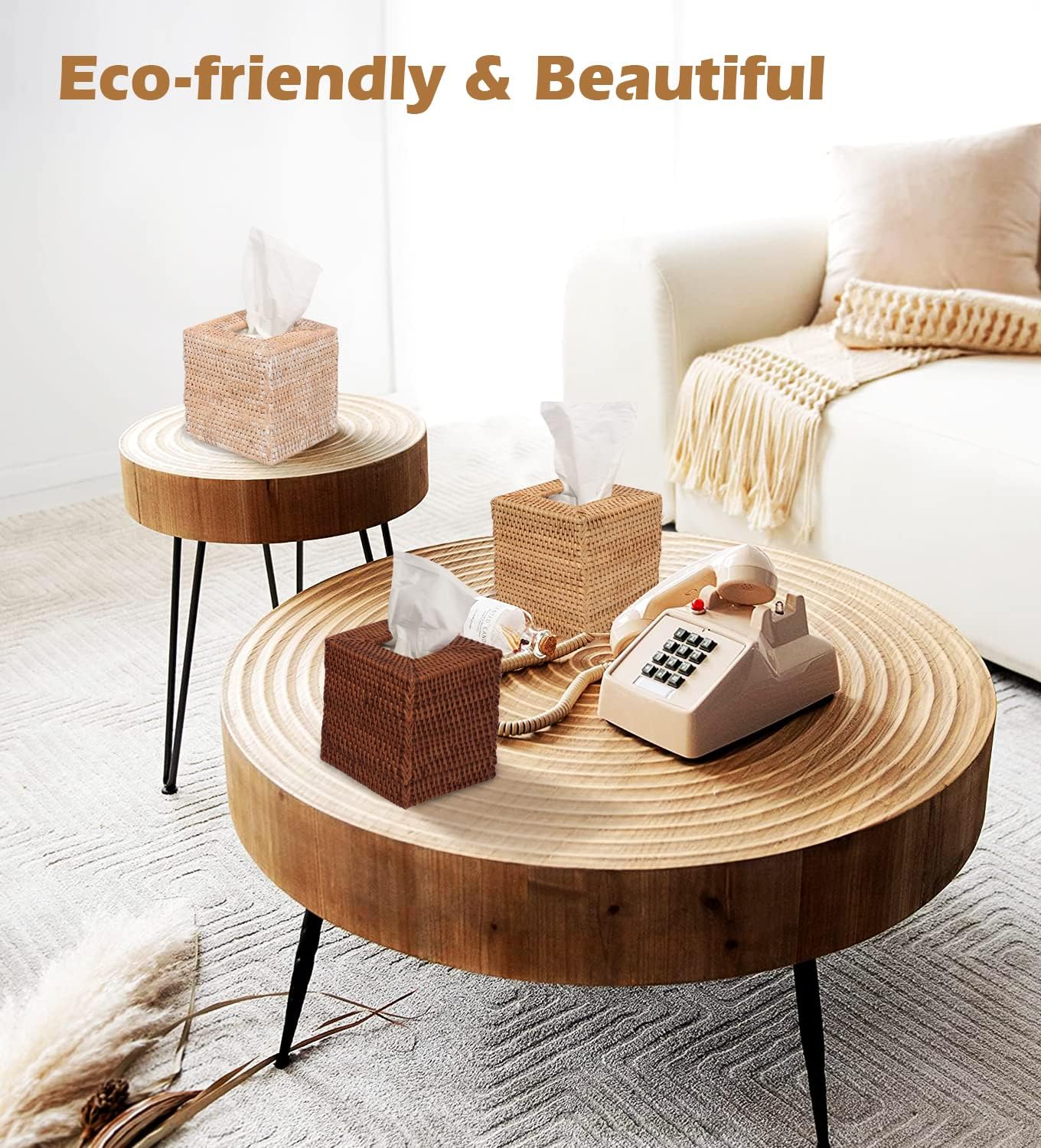 Rattan Tissue Box Cover / Natural