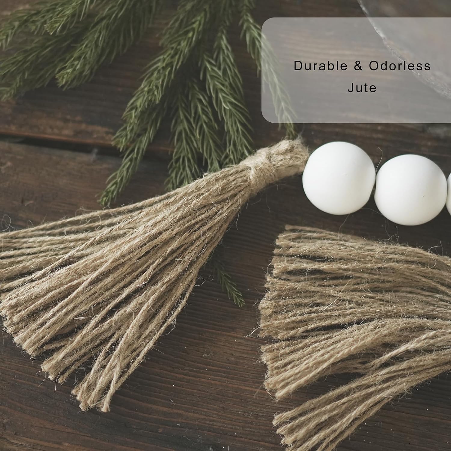 Extra Large Wood Bead Garland / 41 Inches / White