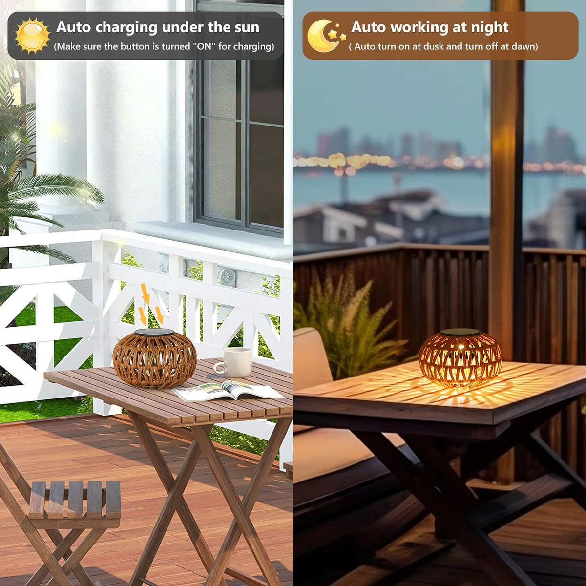2 Pack Solar Lanterns Outdoor Waterproof, Outdoor Table Lamp Decor, Rattan Solar Lights Decorative, Small Tabletop
