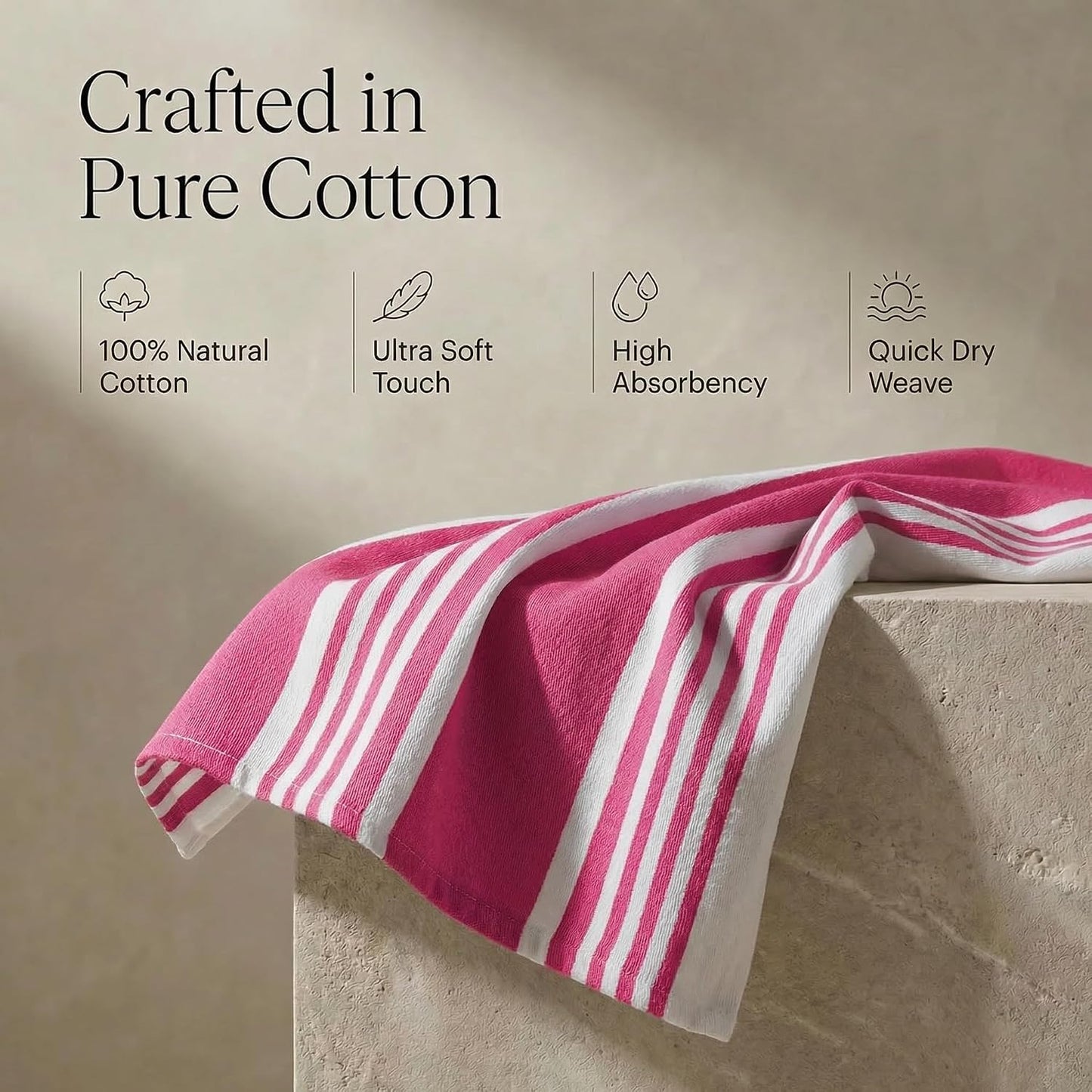 Urban Villa Kitchen Towels Cotton Dish Towel 20”x30” (Set of 6) Fuchsia White