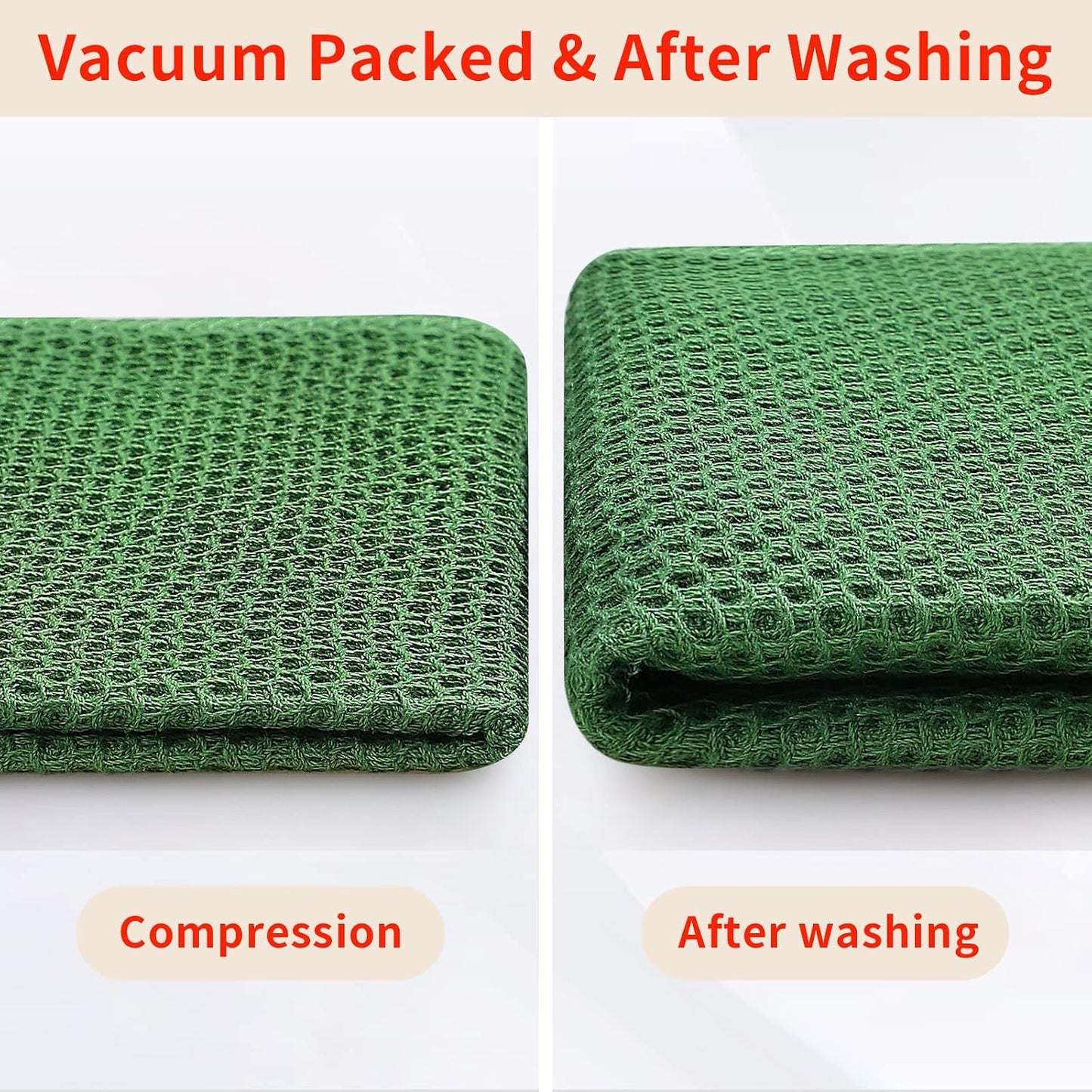 Homaxy 100% Cotton Waffle Weave Kitchen Dish Cloths 12-Pack, Grass Green | 12 x 12 Inches, Ultra Soft Absorbent Dish