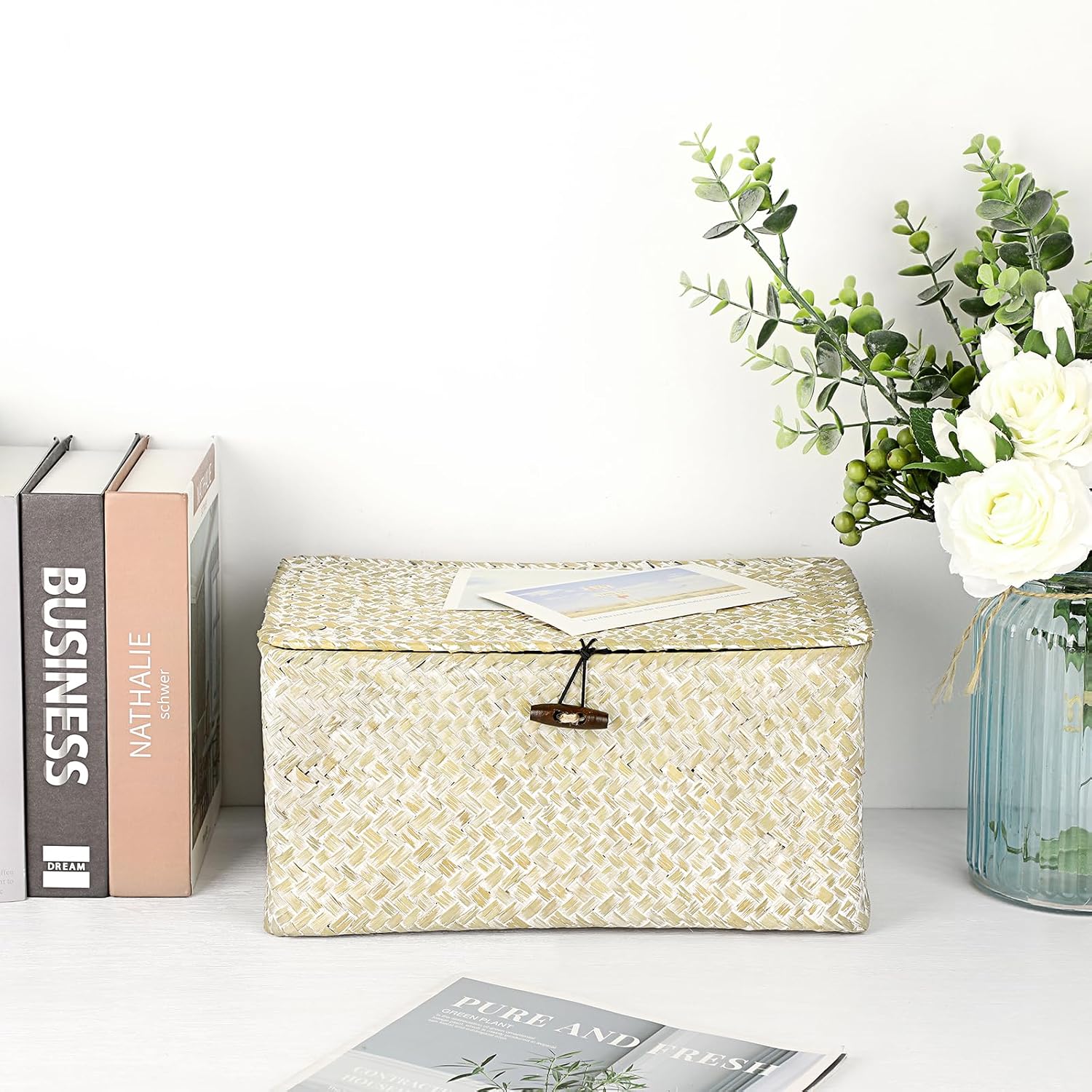 Seagrass Storage Basket Bins / Medium / Whitewash