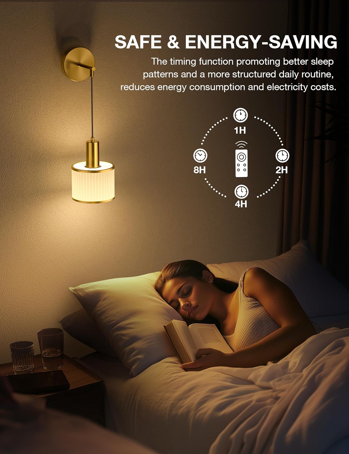 Battery Operated Wall Sconce Set of 2, Gold & Off-White Wireless Rechargeable Wall Lights with 5200mAh Dimmable