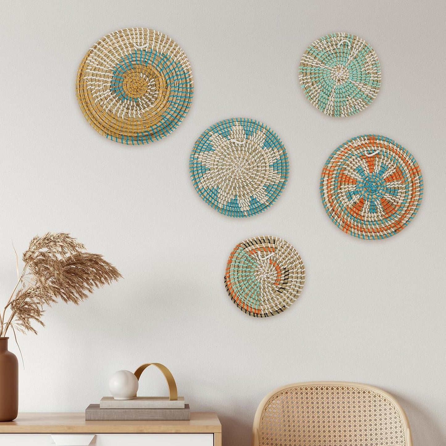 Rattan Wall Basket Set / Set of 5
