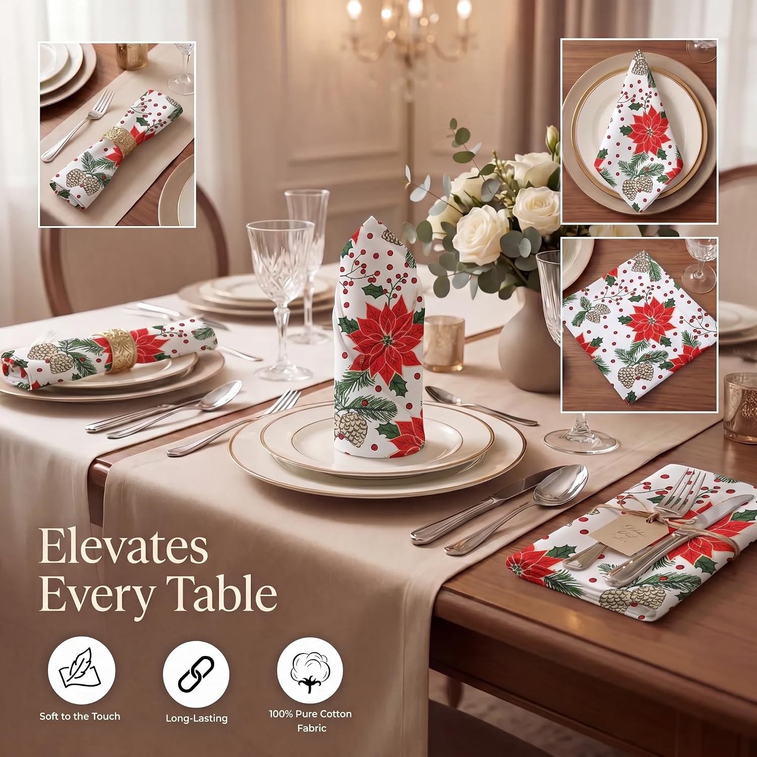 Urban Villa Cloth Napkins Cotton 20x20 (Set of 12) Pinecone