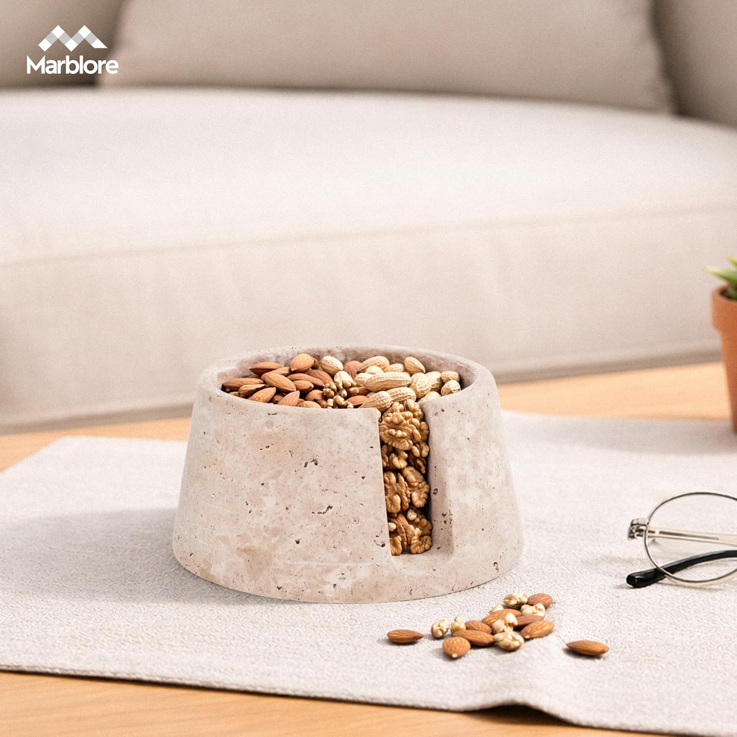 Marble Coaster 4" Dia Stone Drink Coasters Heat Resistant Cup Coasters / Travertine