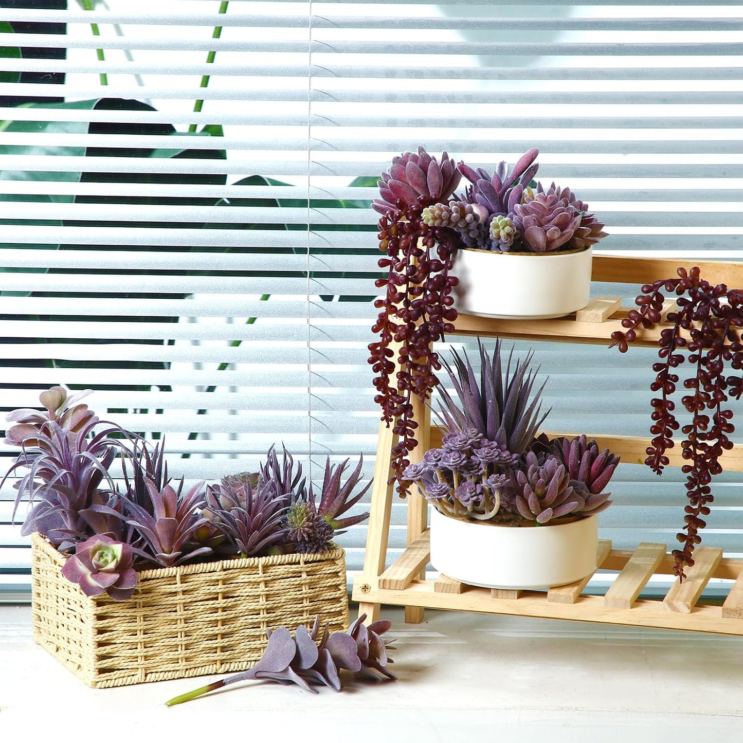 Artificial Succulent Plant Faux Realistic Fake Unpotted Mini Succulent for DIY Garden / Set of 40