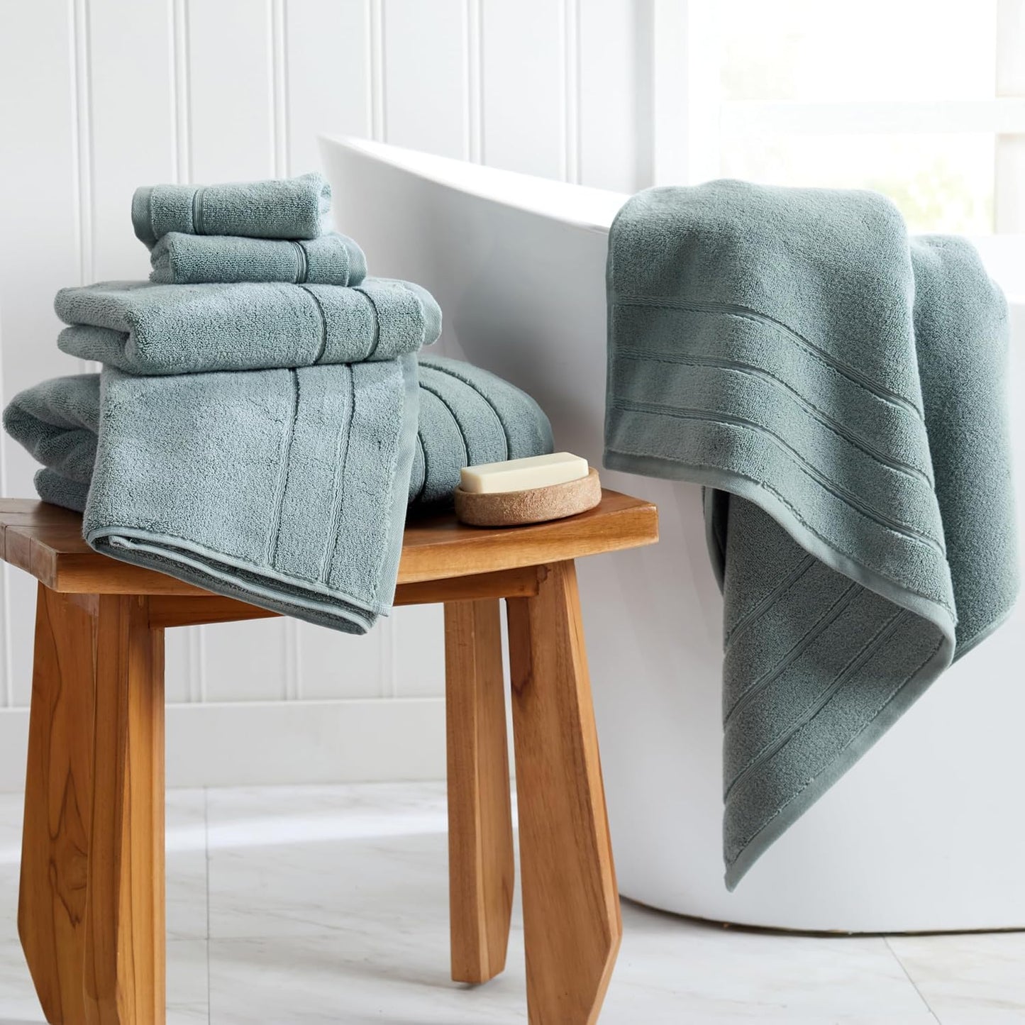 Luxury Turkish Cotton Bath Towels Set | 6-Piece Set | Green | 100% Turkish Cotton | Premium Bath Towels | Ultra Soft