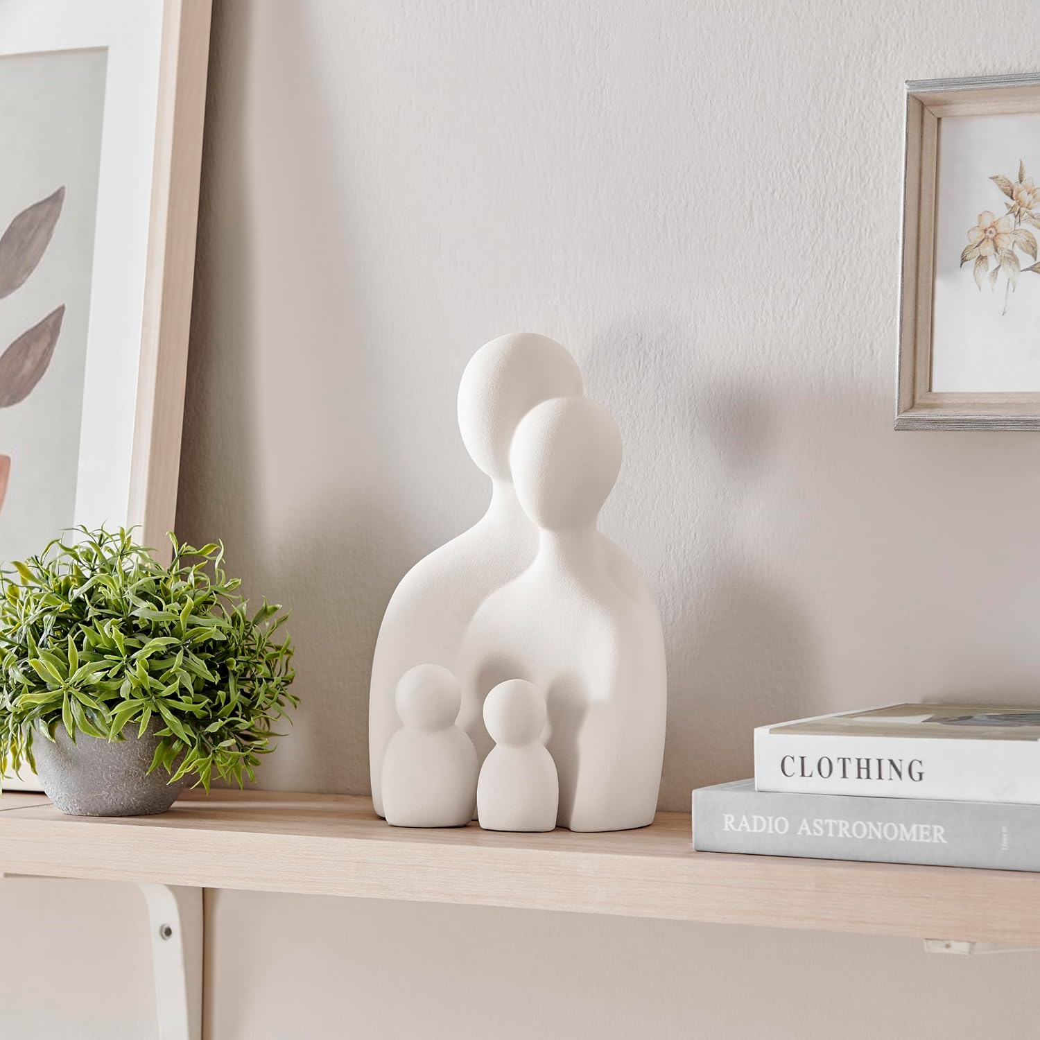 . Hans Abstract Nesting Three Piece Family of 4 Decorative Accent Matte Ceramic Sculpture / Cream