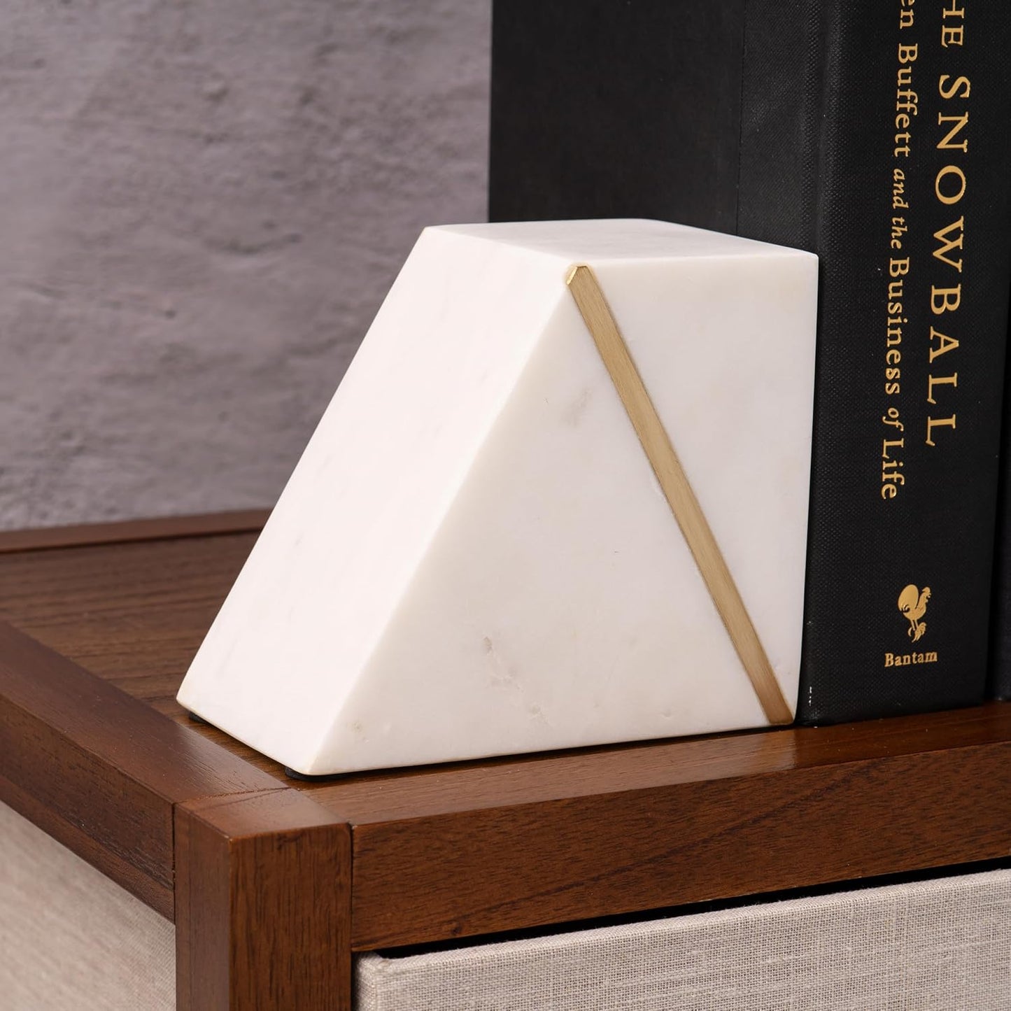 Marble Book Ends / White + Brass