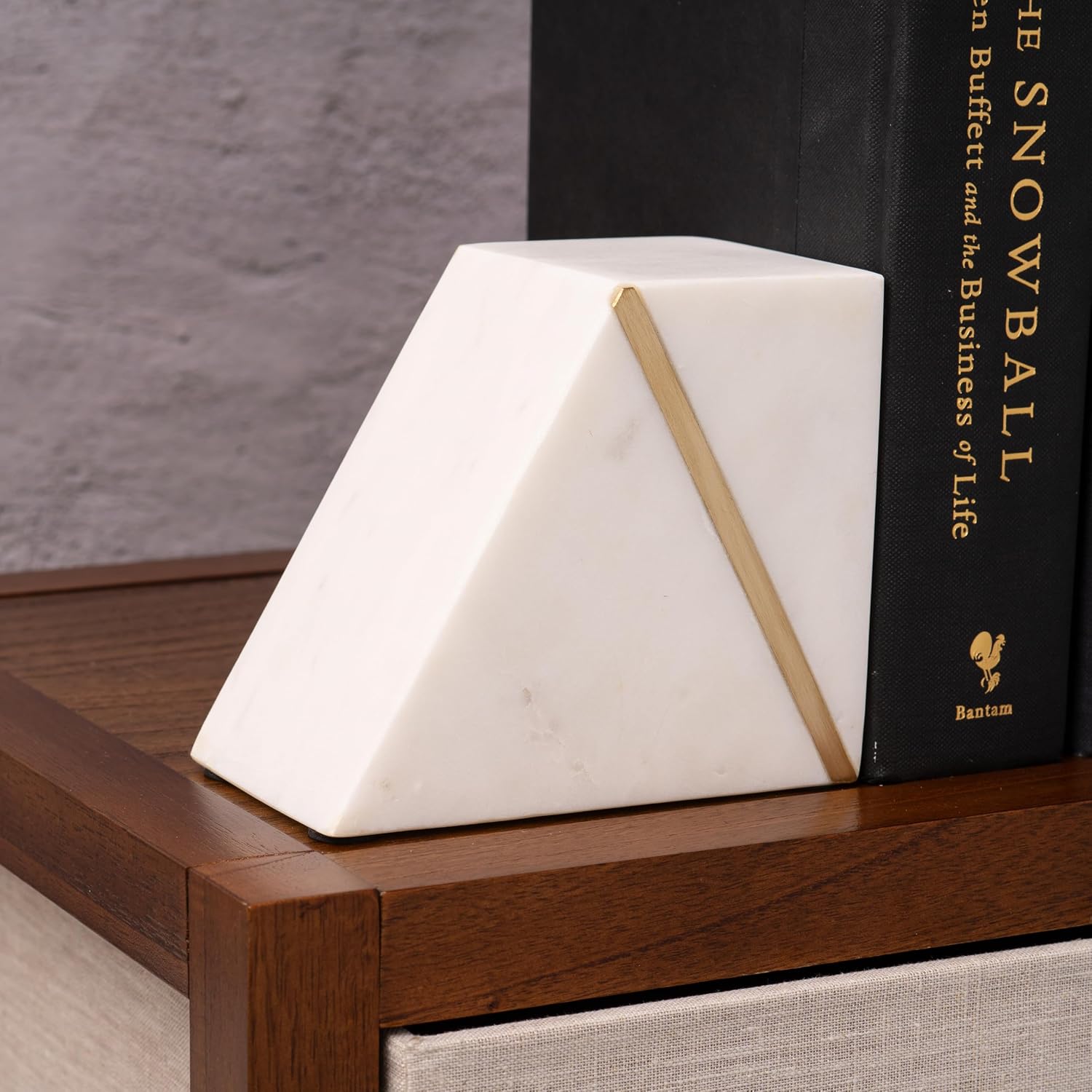 Marble Book Ends / White + Brass