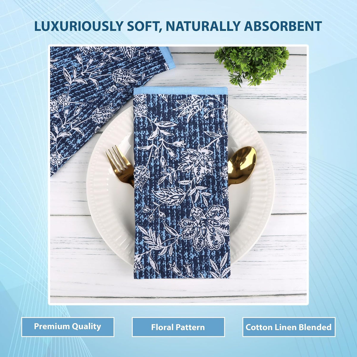 NATURALCRAFT Cloth Napkins Set of 12 Cotton Linen Marlo Thomas | 20x20 inch Washable Reusable Fabric Soft Durable