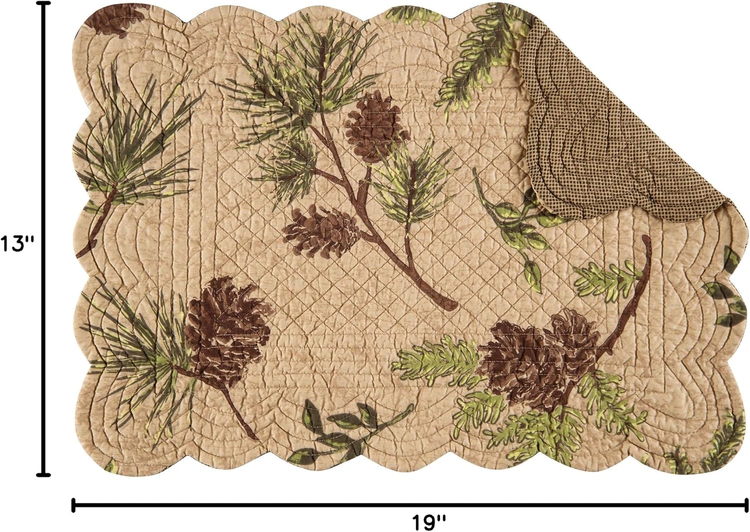 Woodland Retreat Pinecones 100% Cotton Set of 6 Placemats 13" x 19" | Cabin Decor, Set of 6, Gift Idea