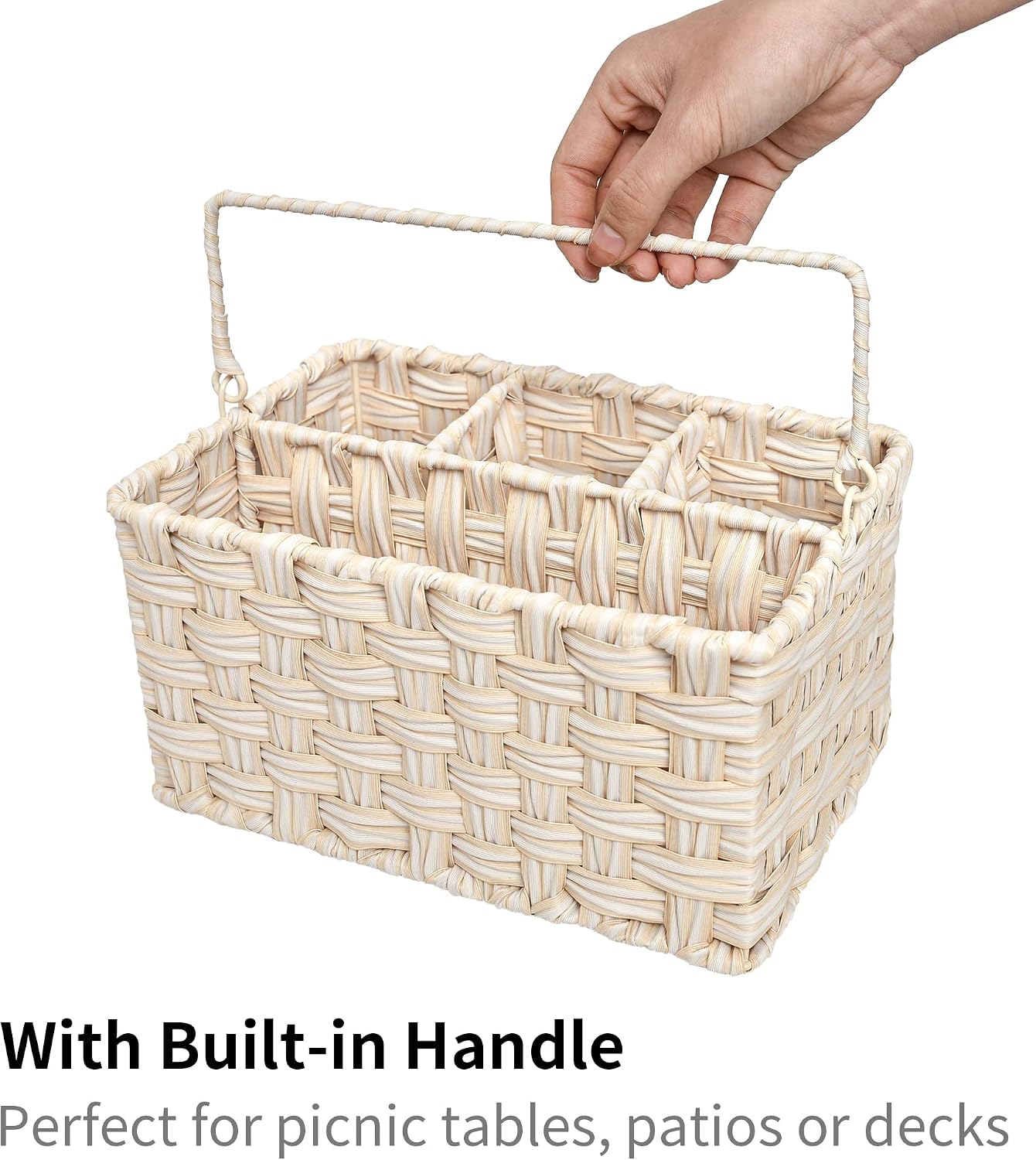 Wicker Utensil Organizer / Butter Milk