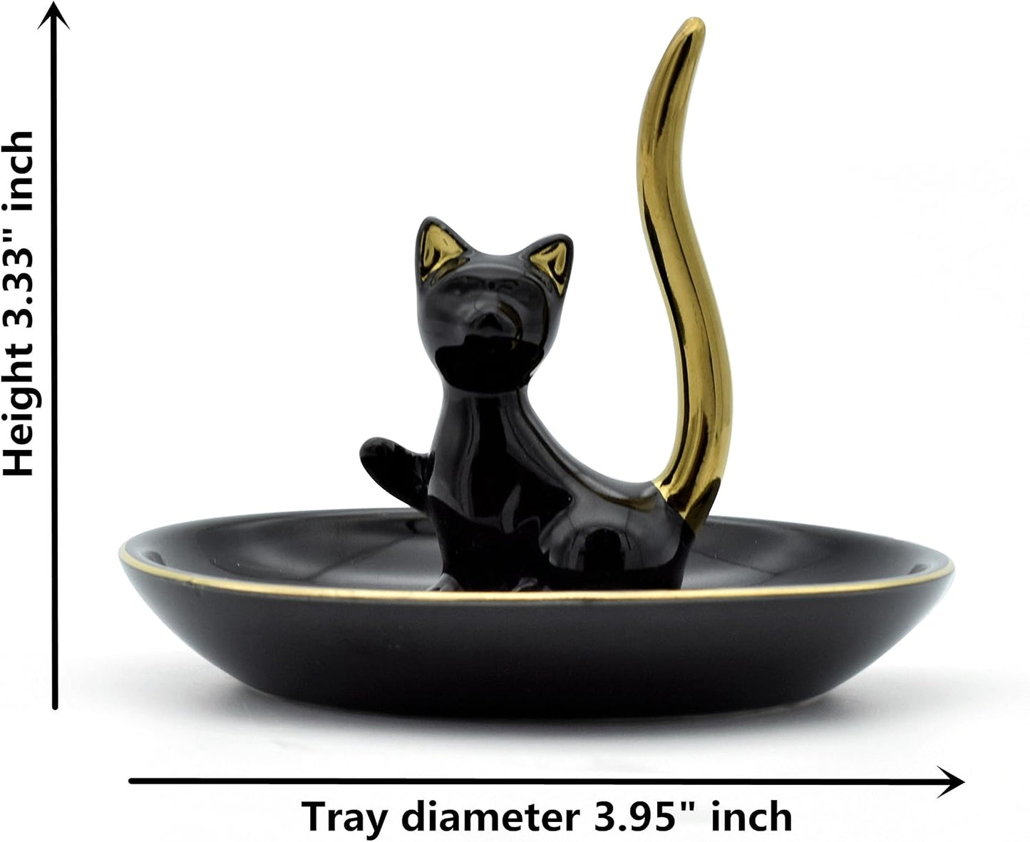 Happy Cat Posture Ring Holder Jewelry Storage Dish Trinket Tray / One Size / Black Love Cat