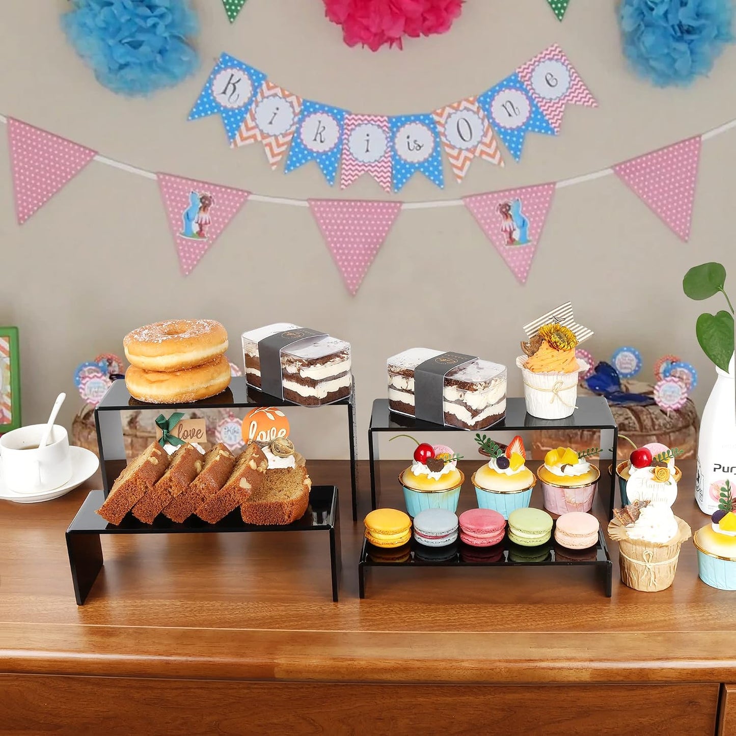 4-Level Tiered Display Stands for Cupcakes / Black / Set of 4
