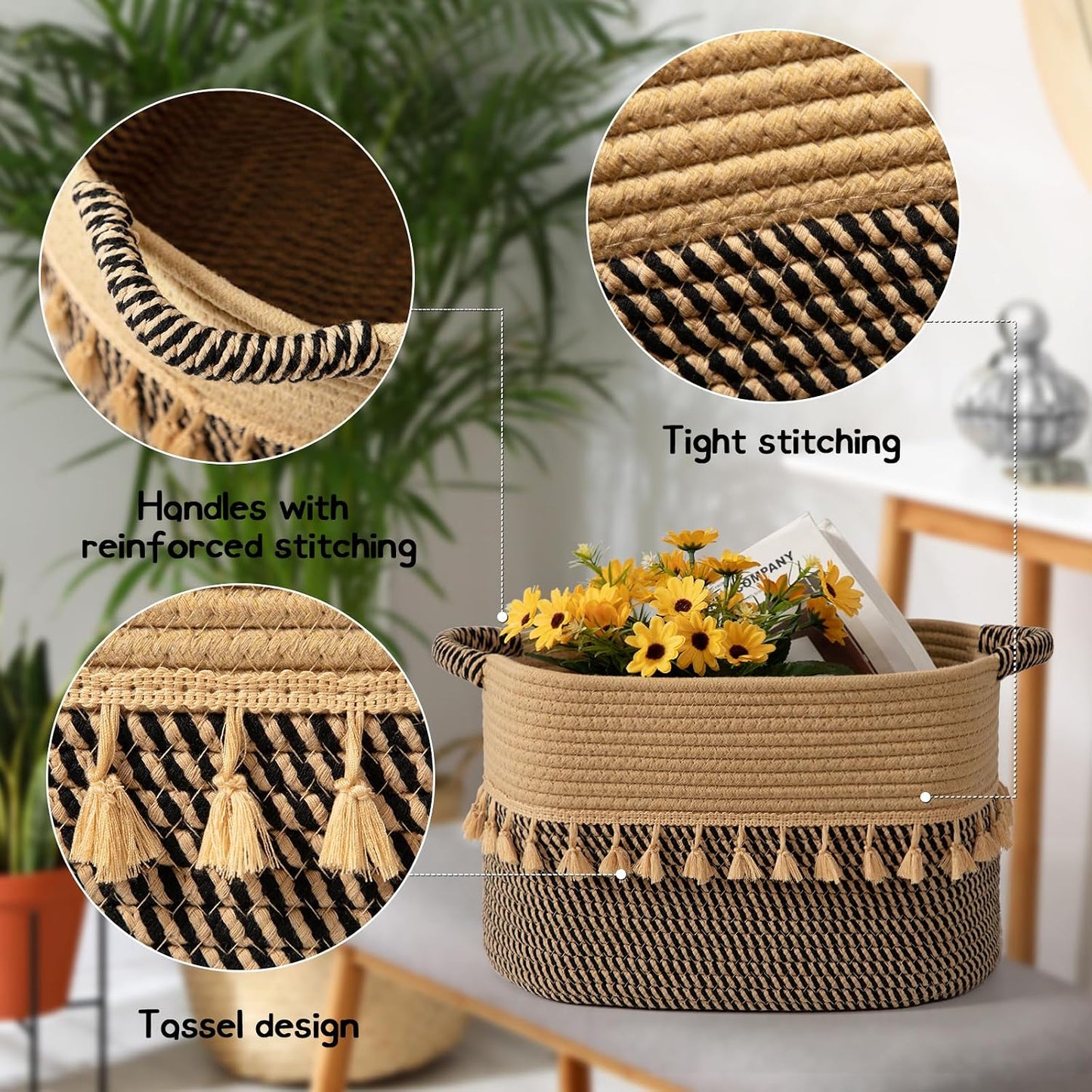 books / Pillows / Black & Jute / Set of 3