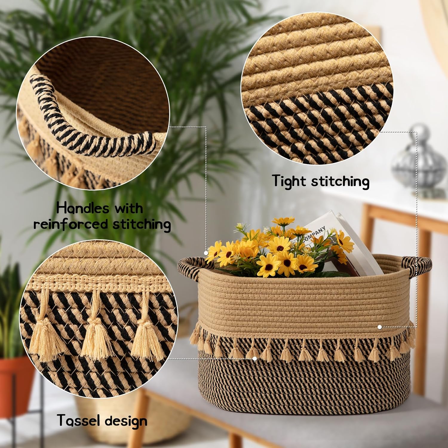 books / Pillows / Black & Jute / Set of 3