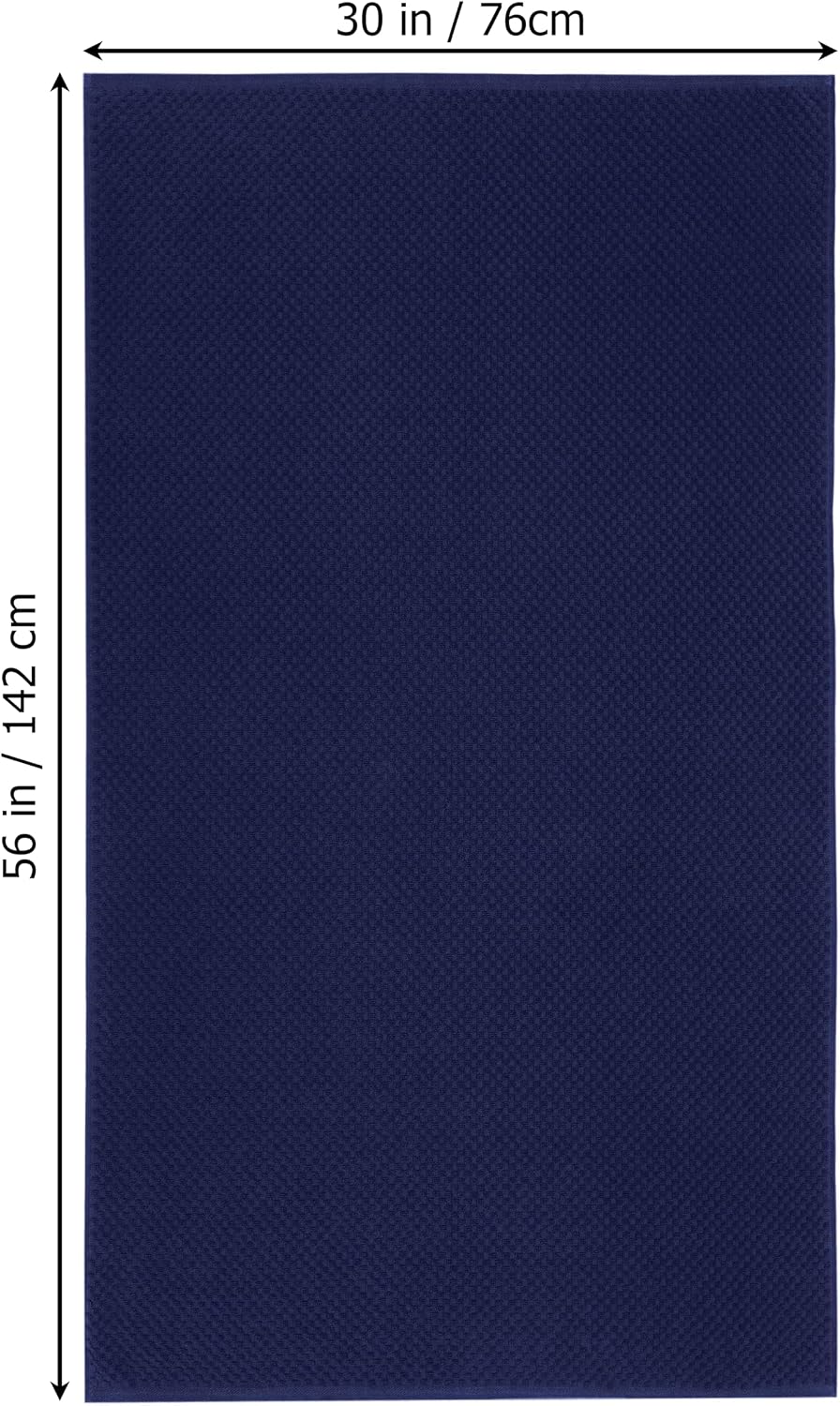 COTTON CRAFT Euro Spa Waffle Weave Bath Towels - Set of 4 Navy Towels | Pure 100% Ringspun Cotton Oversized Luxurious