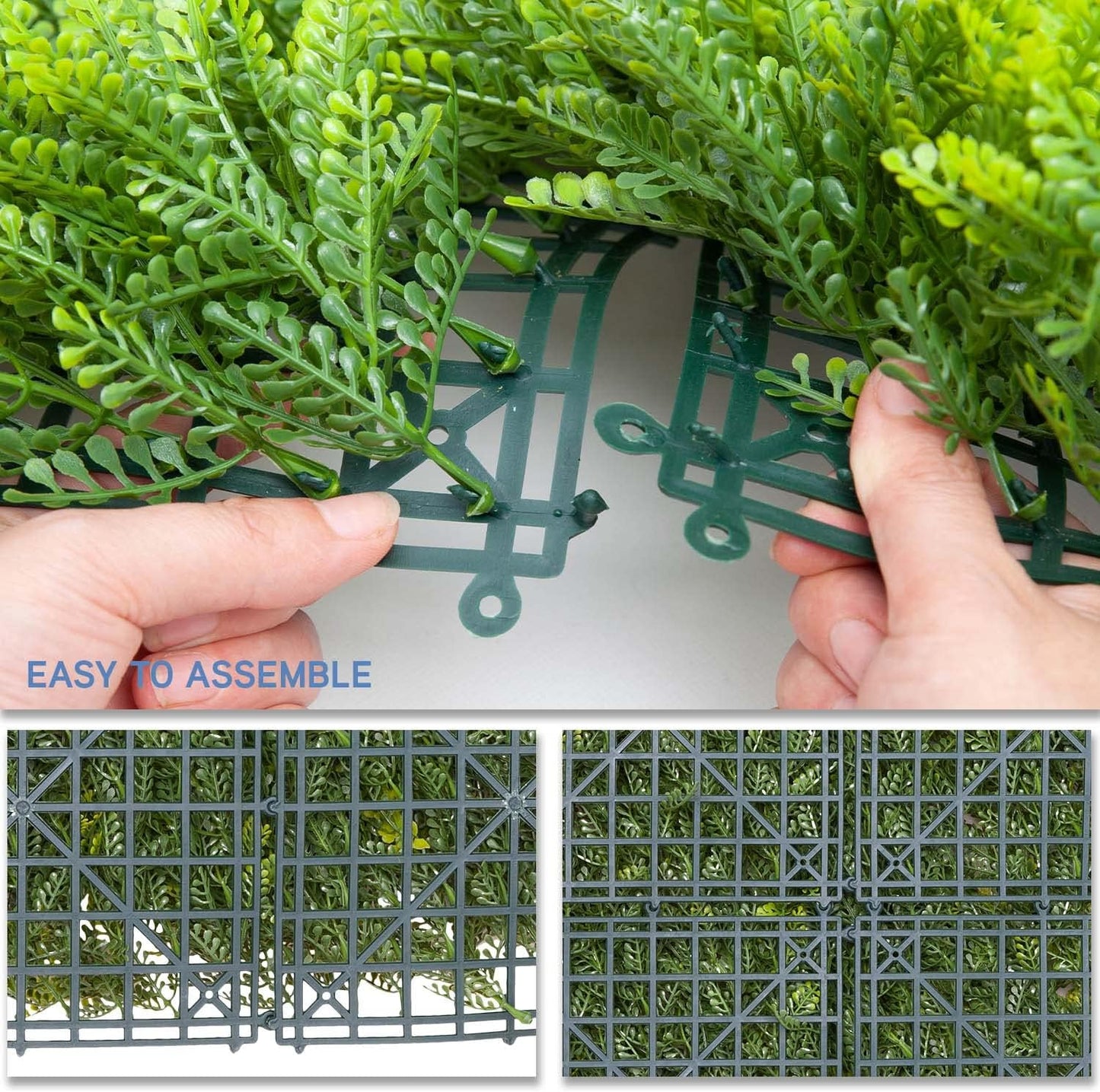 Artificial Plant Fence Panel Faux Leaves Grass Wall Privacy / 20 x 20 / Mimose Leaves / Set of 6
