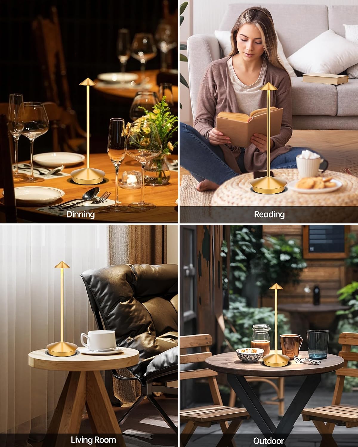 Portable Led Cordless Lamp Table Light 2 Pack, Rechargeable 6000mAh Battery Outdoor Table Lamp for Dinning Restaurant