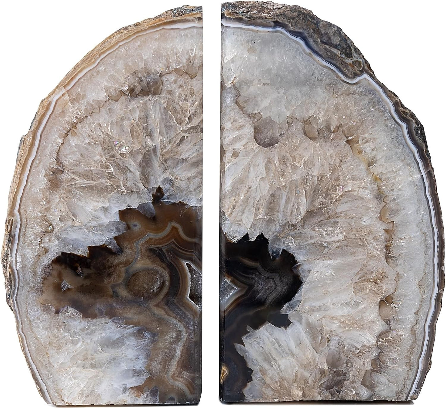 A Quality Agate Geode Bookends / Black / A Grade 4 - 6 Lbs