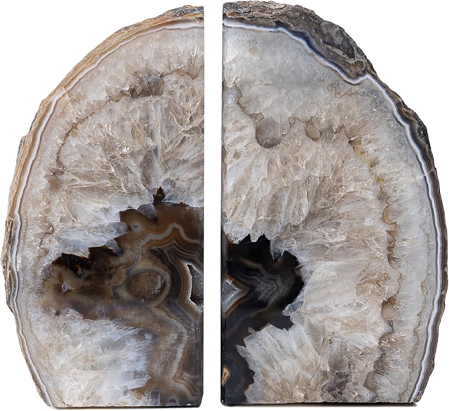 A Quality Agate Geode Bookends / Black / A Grade 4 - 6 Lbs