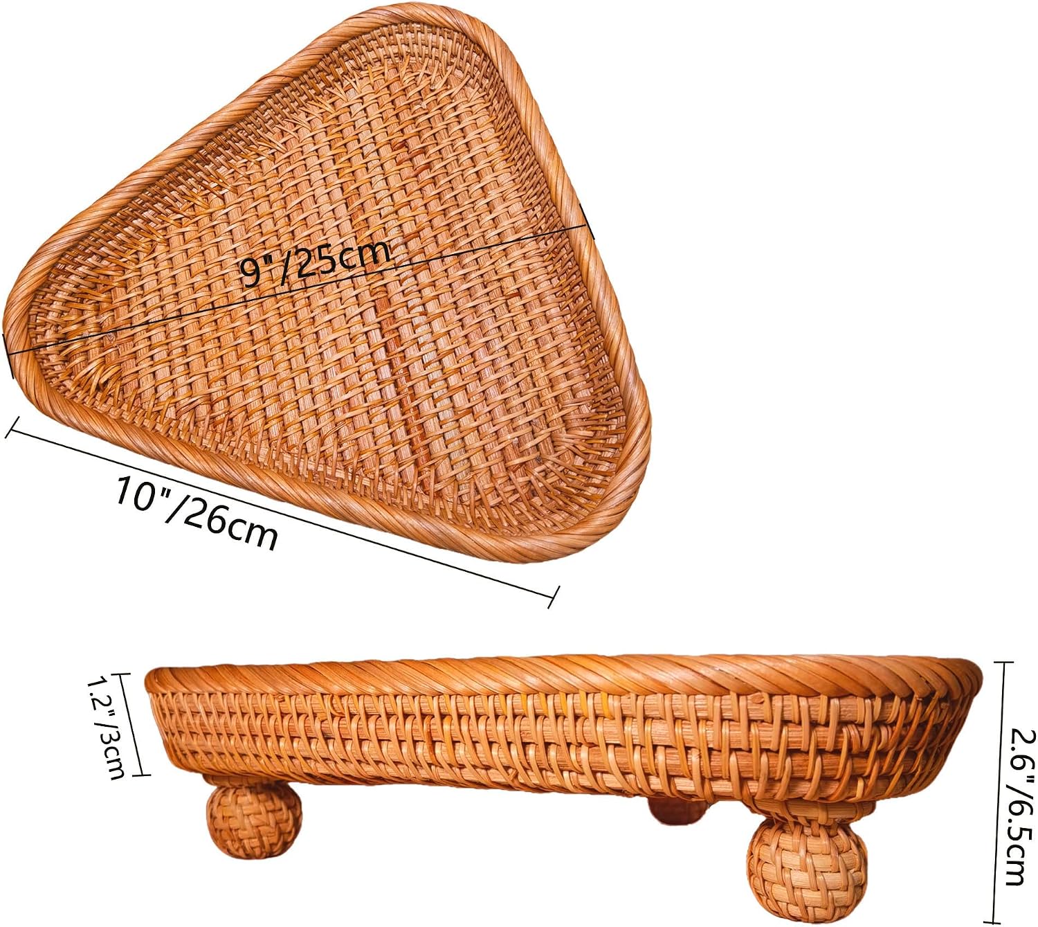 10" Rattan Wicker Woven Triangle Pedestal Stand for Serving Display