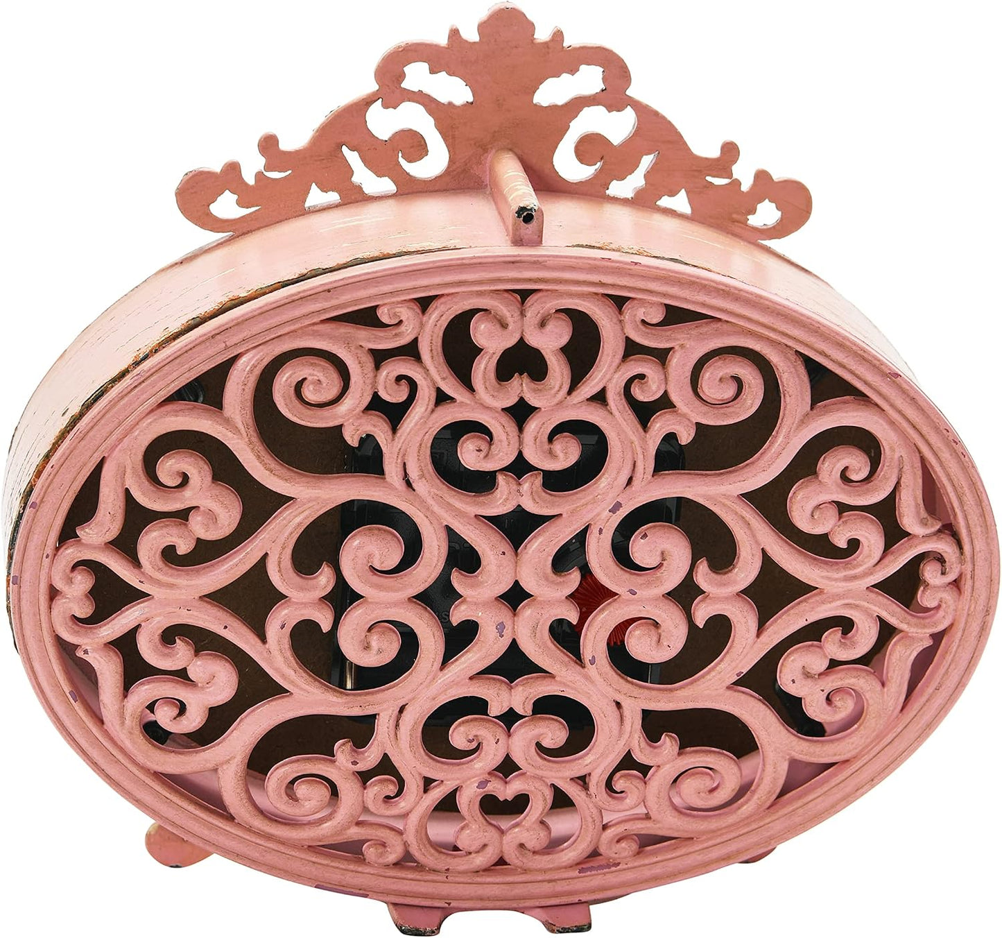 Creative Co-Op Distressed Pewter Mantel Clock, Pink