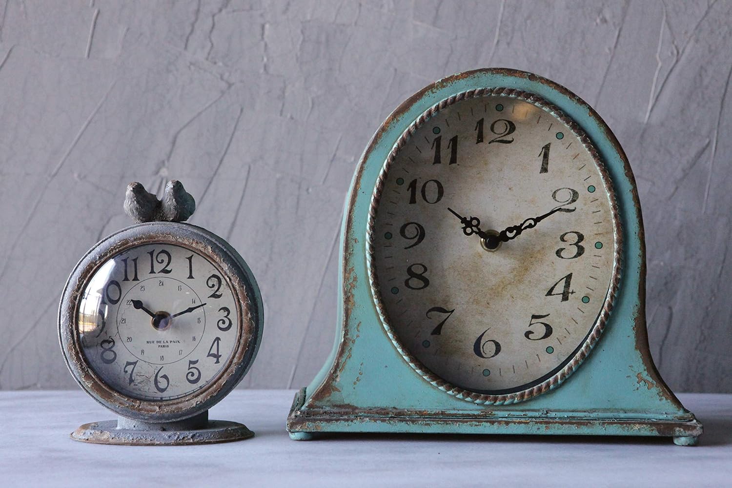 Creative Co-Op Metal Mantel Clock with Aqua Finish