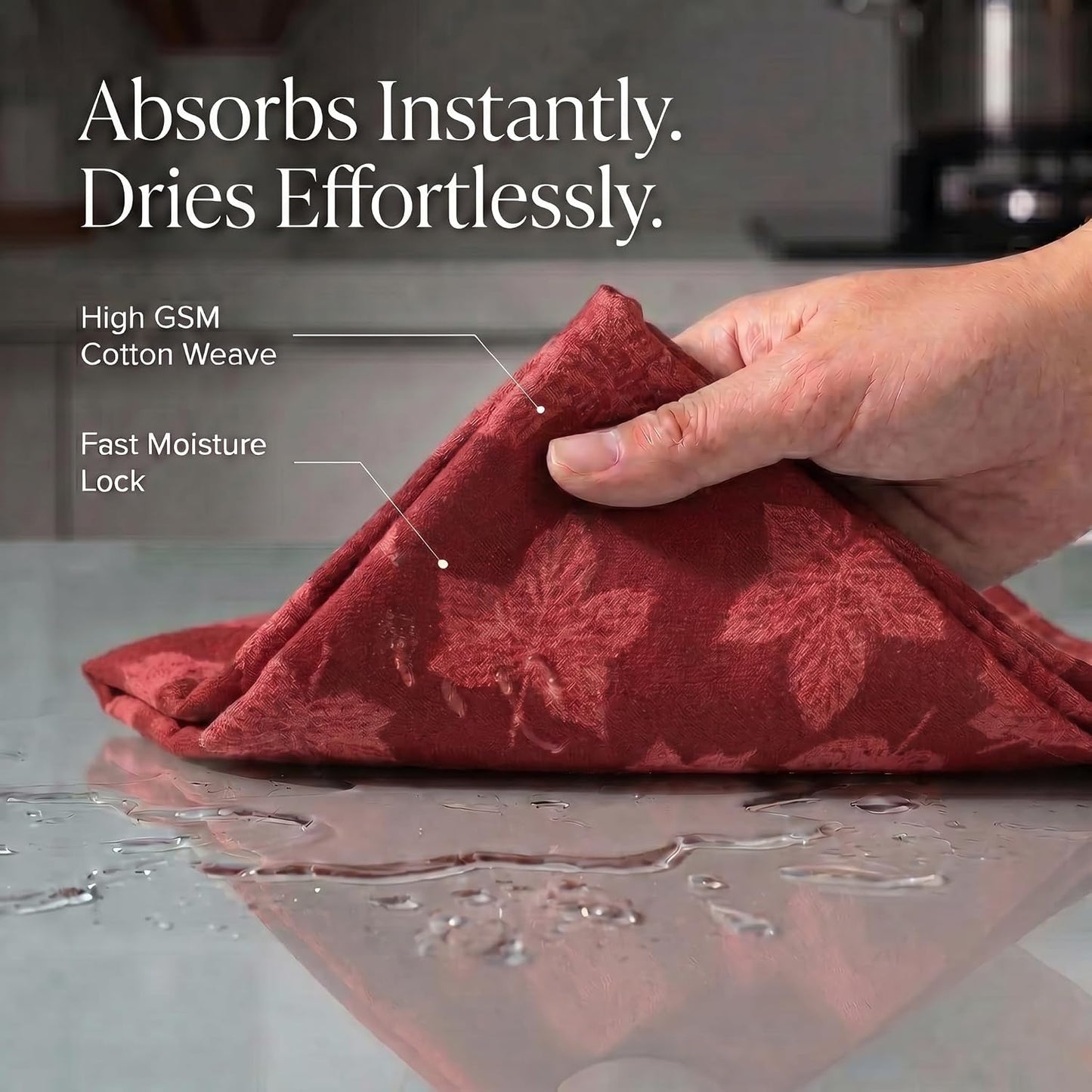 Urban Villa KitchenTowels Cotton DishTowels 20”x30”(Set of 6) Harvest Leaf