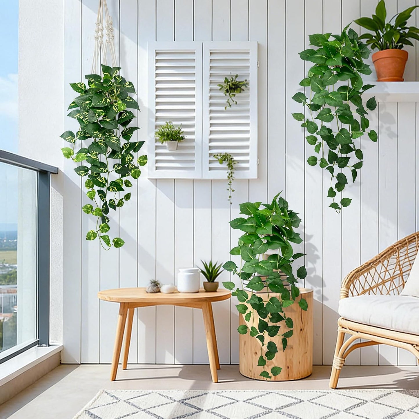 Artificial Hanging Plants ‘’ / Green and Yellow Green / 31.5 / Set of 2