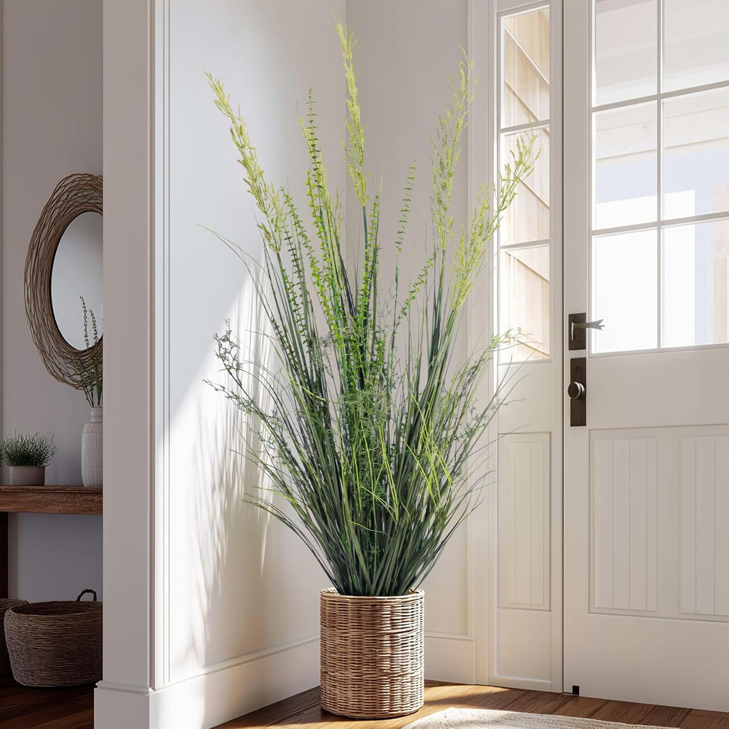 Lifelike Faux Plastic plantas Synthetic Pampas Grass Indoor Outdoor Realistic Floor / 4FT / Green