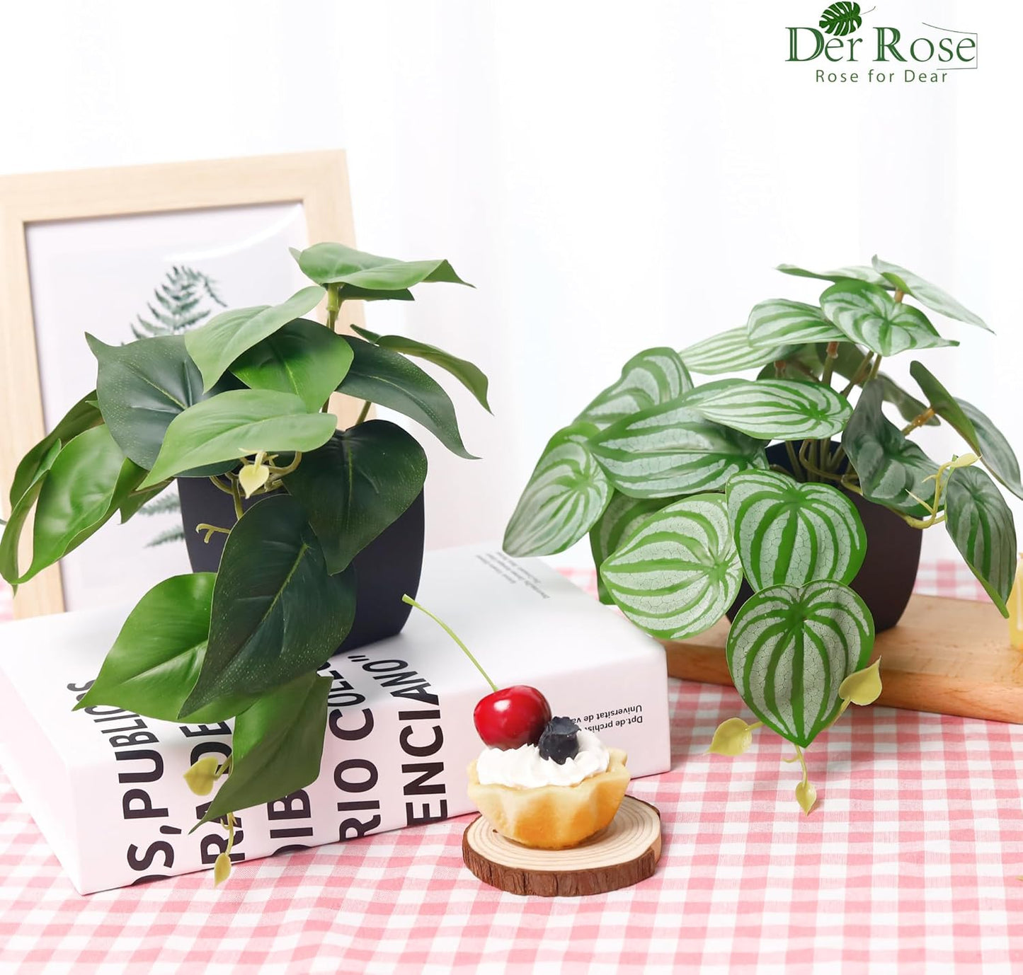 Small Fake Plants Artificial Mini Faux Plants / Black / Set of 4