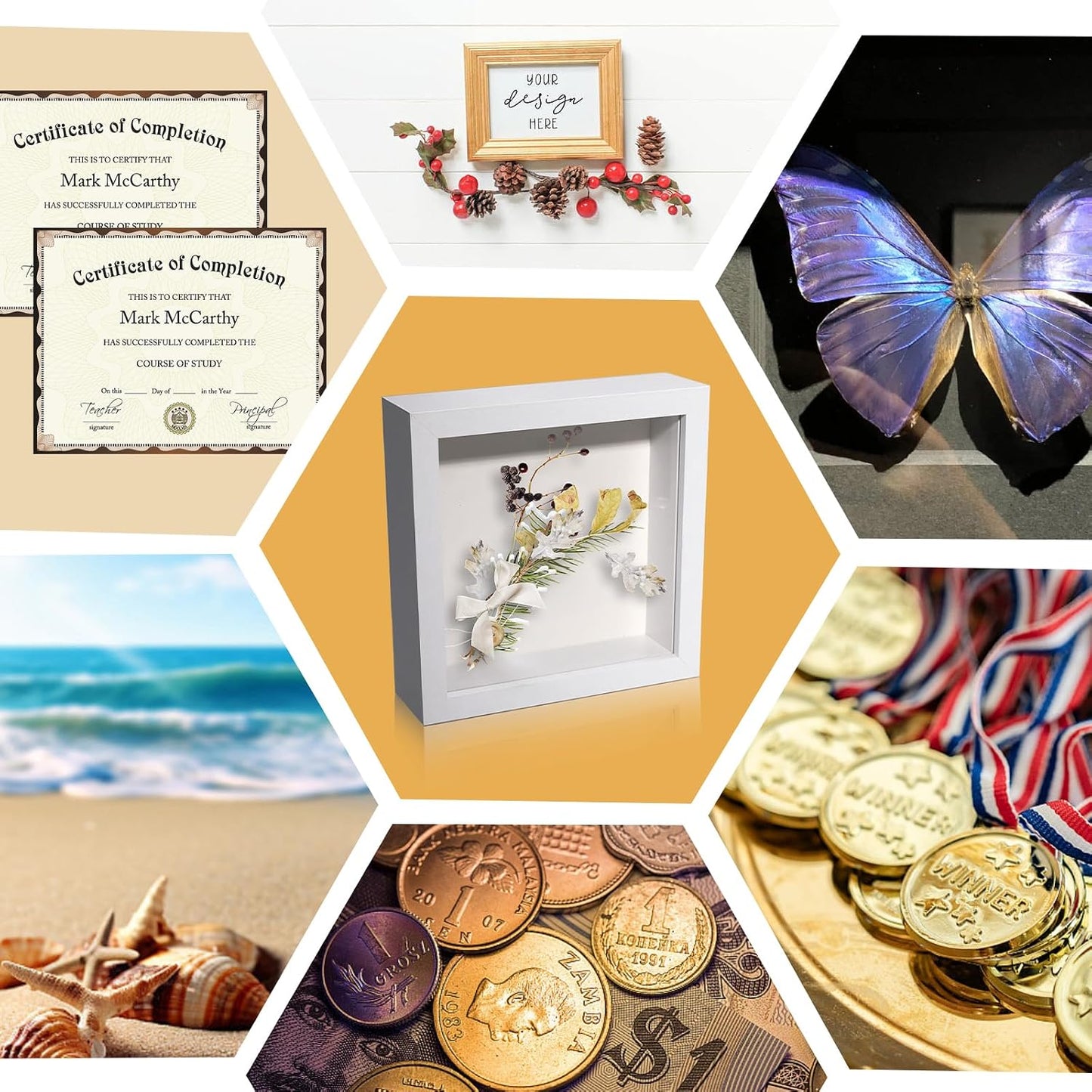 18 Pack Shadow Box Frame Display Case Shadow Box Square Picture Frame for Photos Flower Memorabilia Wedding Bouquets
