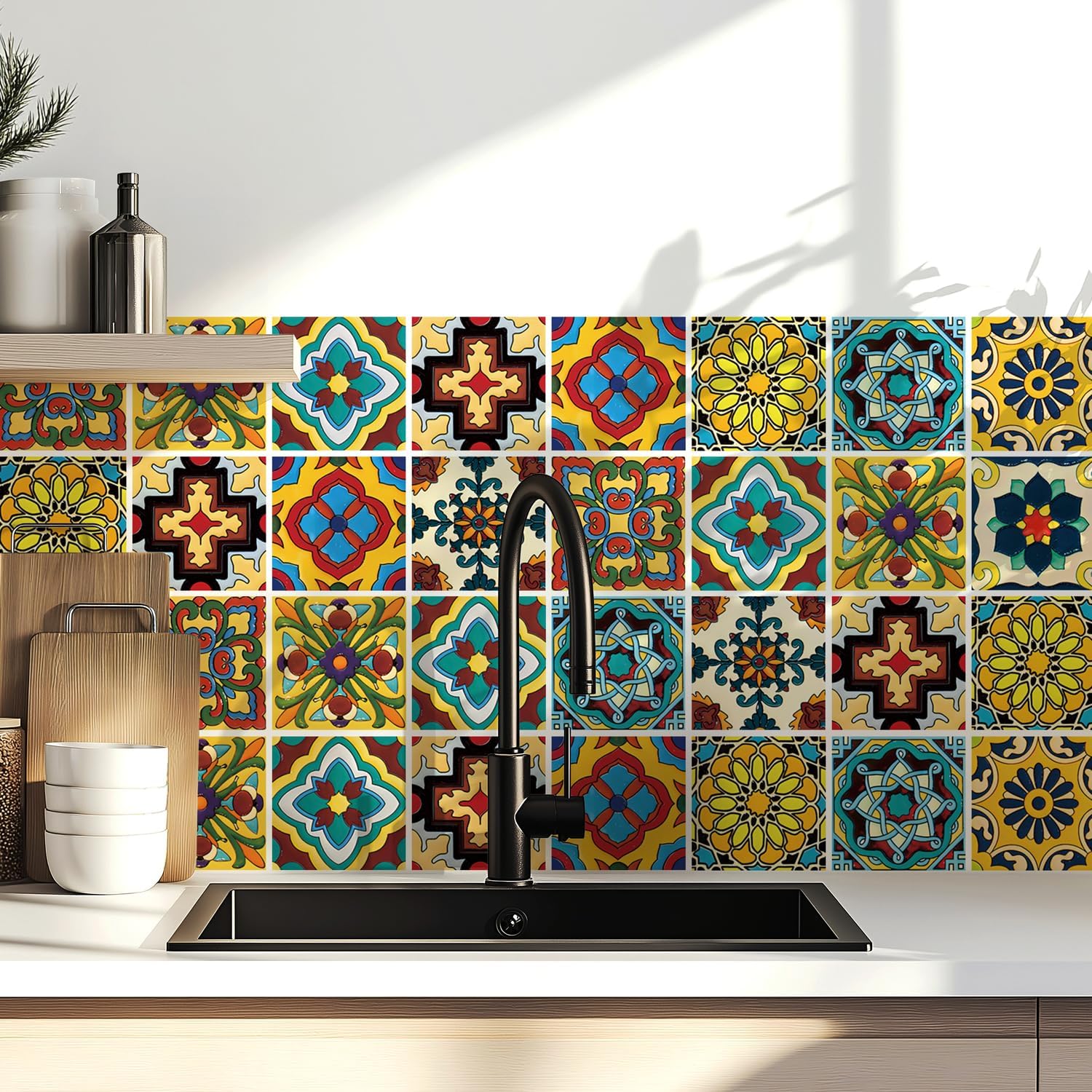 Self-Adhesive Waterproof Vinyl Backsplash Decals / 4 x 4 / Set of 30