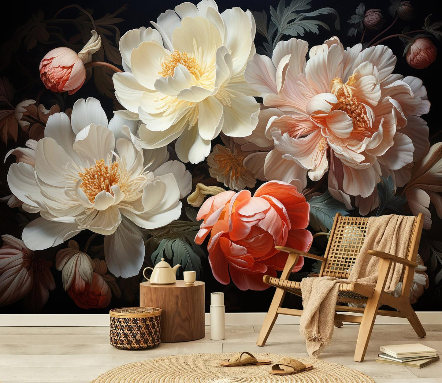 3D Floral Peel and Stick Wallpaper murals / Zz03 / 79 x 55