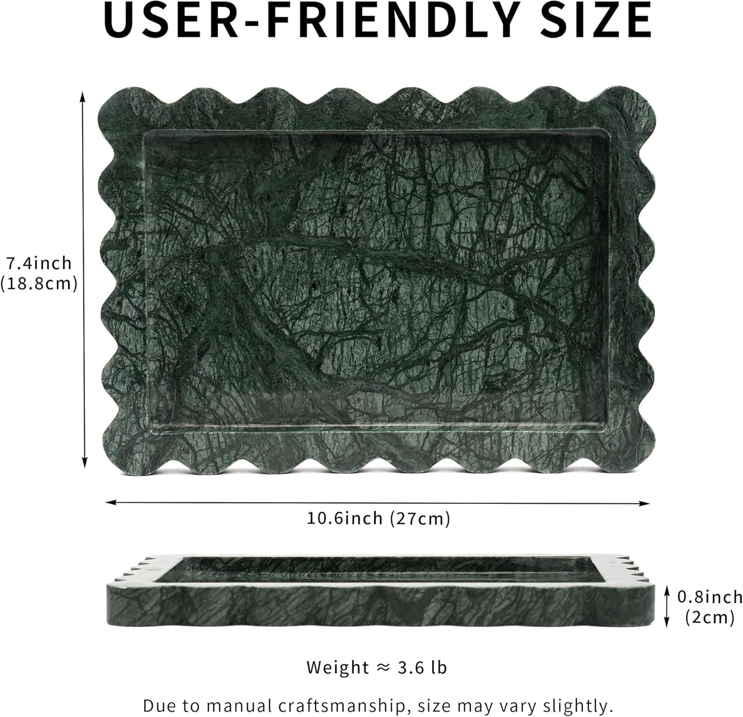 Scalloped Green Marble Tray / Scallop-green