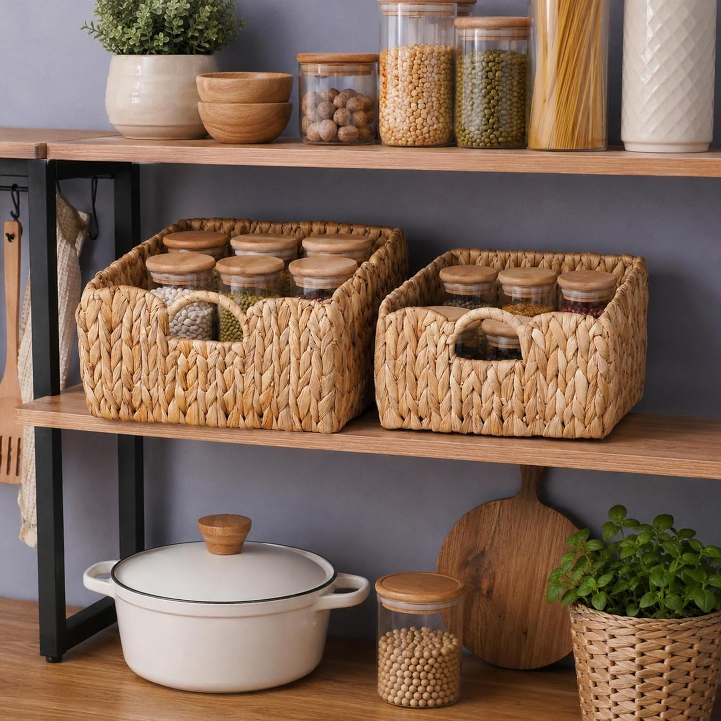 Scalloped Edge Wicker Storage Basket / Set of 2