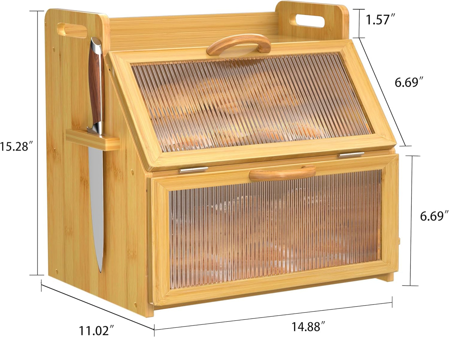 Bread Box for Kitchen Countertop, Large Bread Storage Container for Homemade Bread, Wooden Farmhouse Breadbox