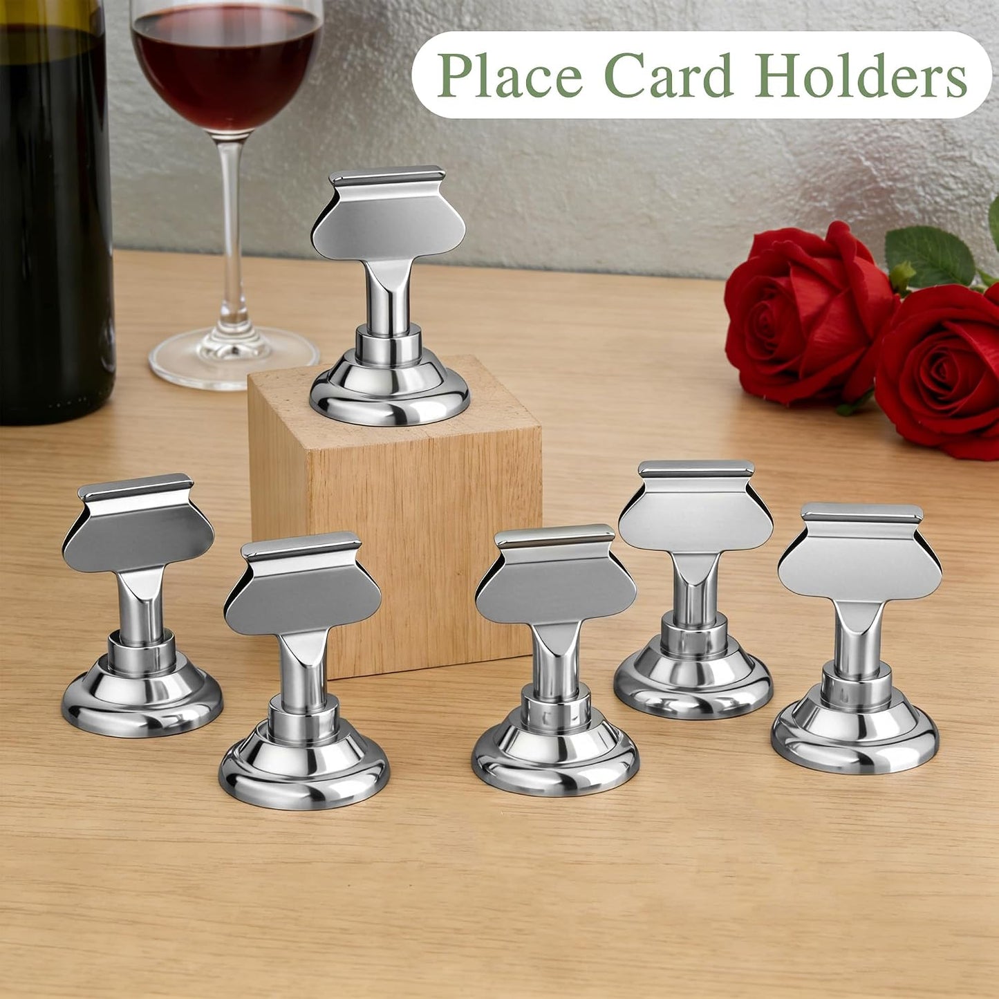 Urban Deco 16PK Table Number Holders Place Card Holders 1.7 Inch Table Card Holders Steel Card Holders for Photos, Food