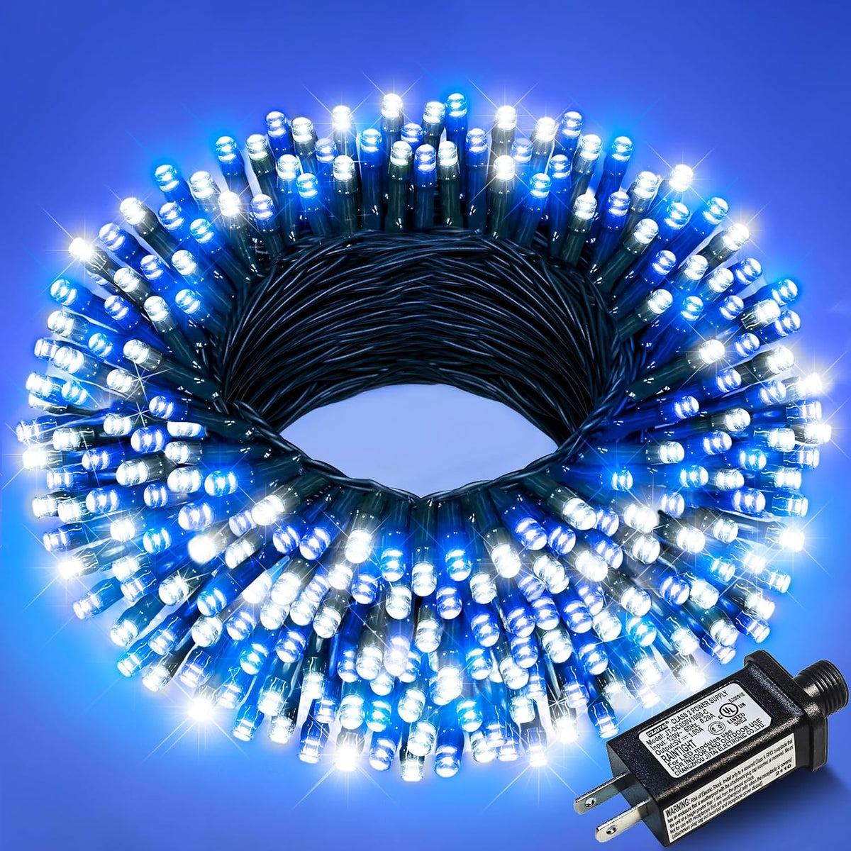 Blue and White Christmas Lights, 66FT 200 LED Christmas Tree Lights