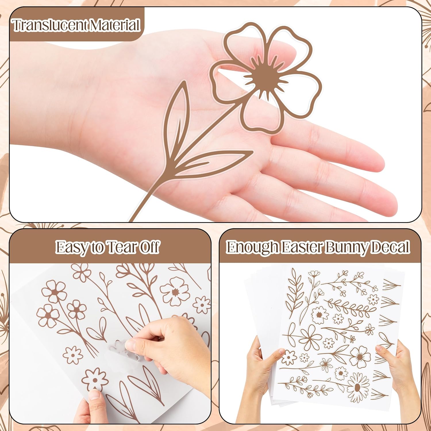 Wildflower Wall Stickers / Brown / Set of 160