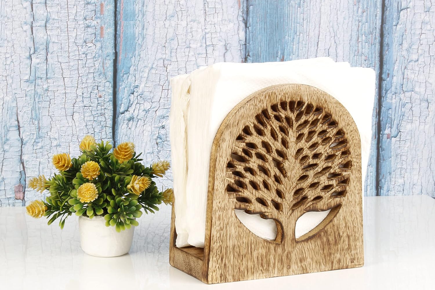 Wooden Upright Napkin Holders / White