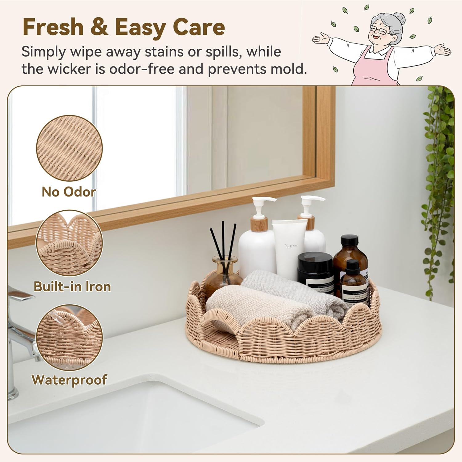 Woven Rattan Tray / Nude Color / Set of 13